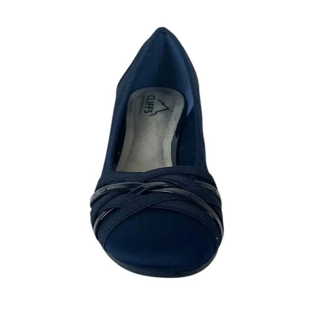 Cliffs New Bowie Wedge Slip On Non Slip Sole Round Toe Navy Blue Women’s Size 8M